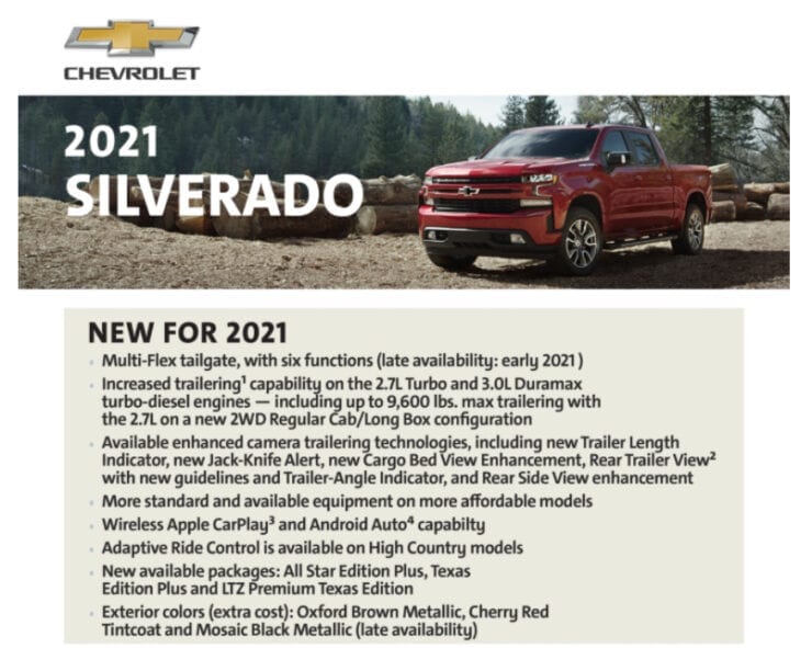 2021 truck starting prices