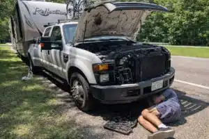 ford super duty on side of road