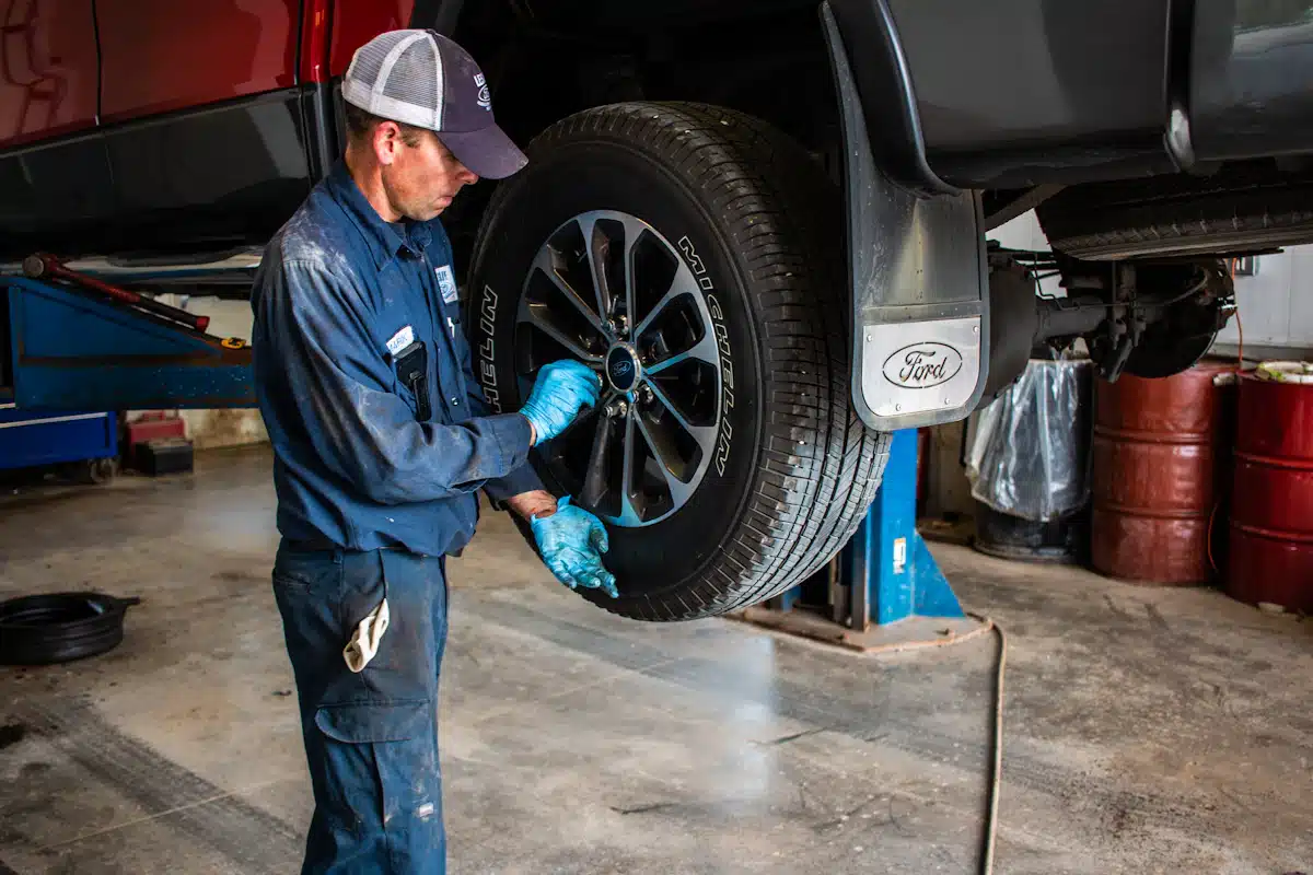 Mechanic working in an automotive service shop