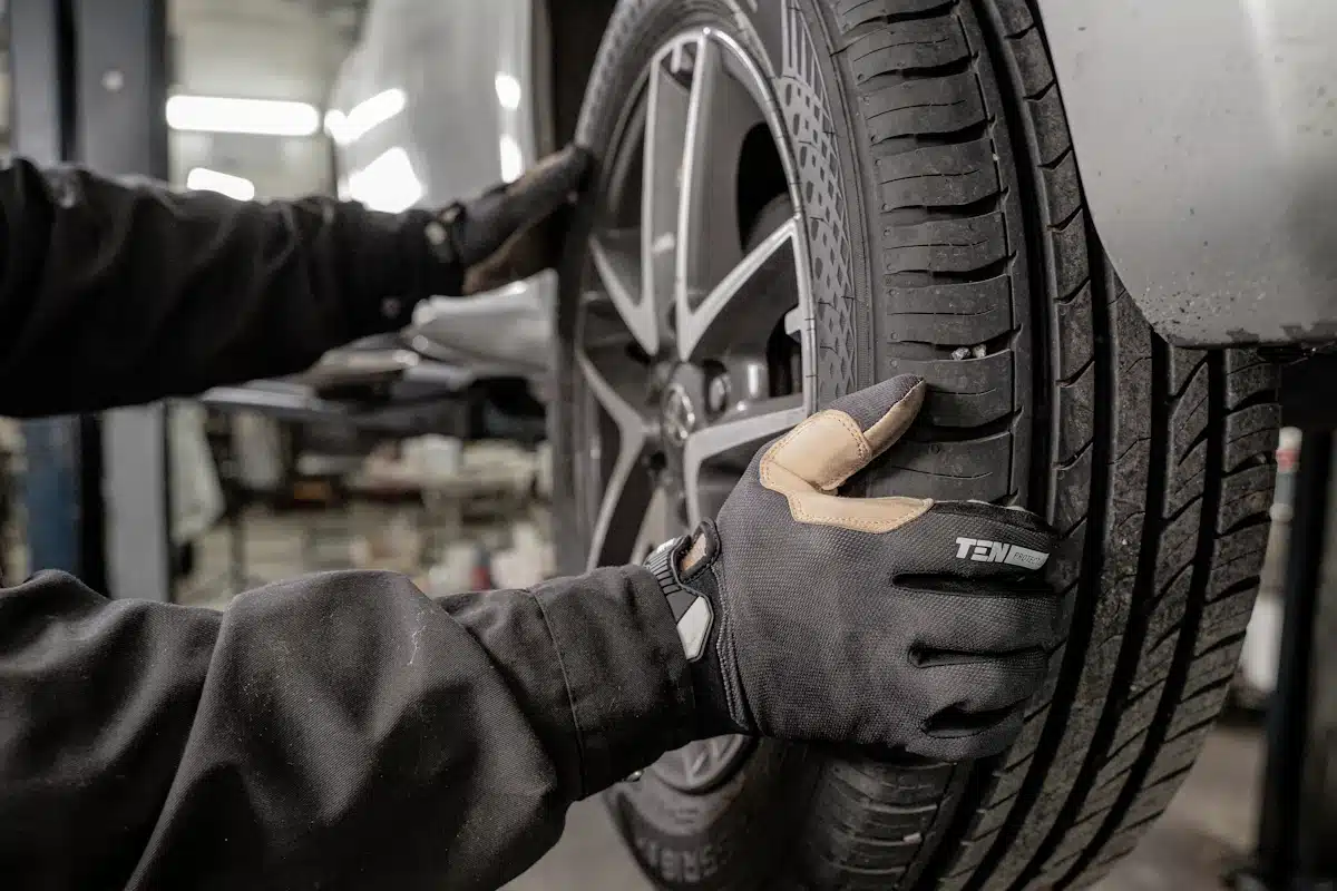 TPMS sensor cost mechanic servicing a vehicle tire