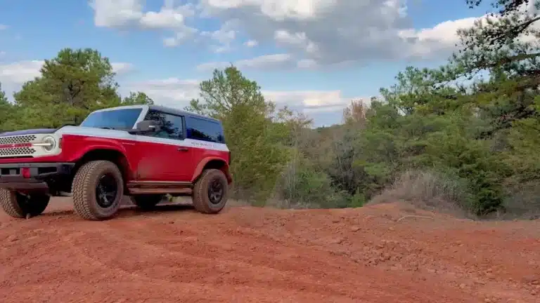 2025 Ford Bronco Stroppe climbing a dirt trail at Barnwell Mountain