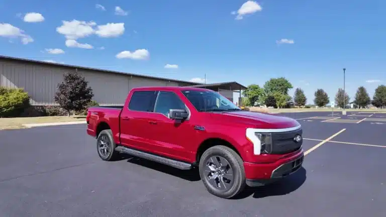 Red 2025 Ford F-150 Lightning Flash parked in a lot
