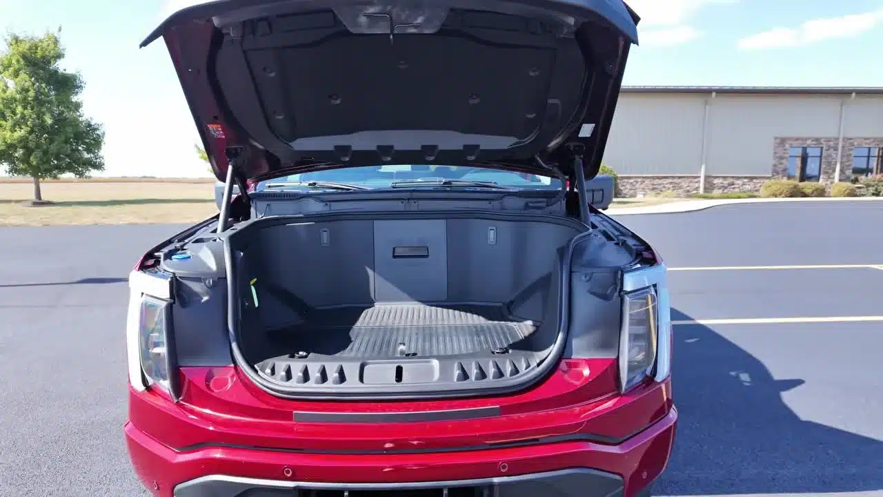 Open front trunk of the 2025 Ford F-150 Lightning Flash