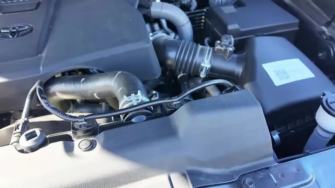 Twin-turbo V6 engine bay in the 2025 Toyota Tundra TRD Rally