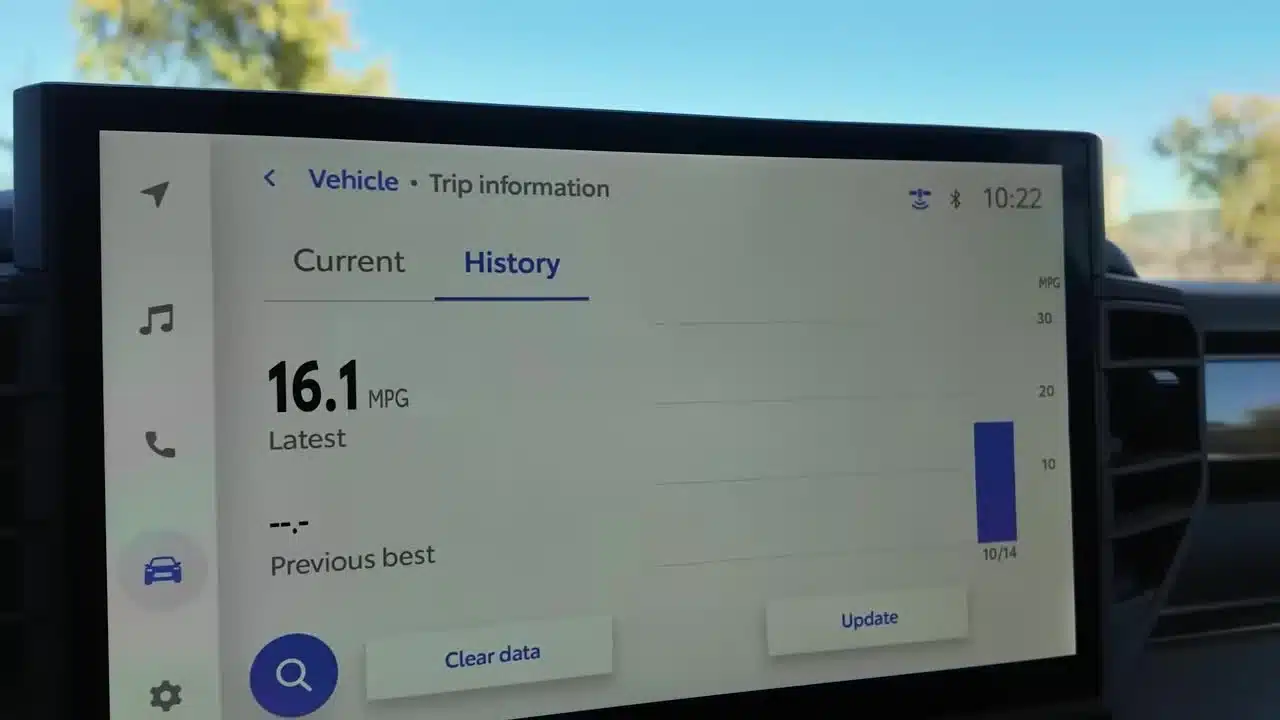 Toyota Tundra center touchscreen shown during Tim Esterdahl’s walkaround