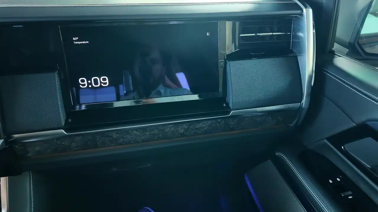 Passenger display in the 2027 GMC Sierra Denali Ultimate