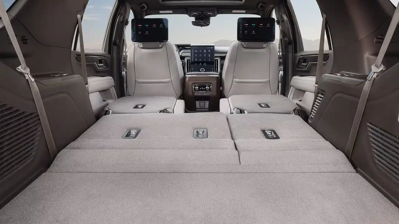 GMC Yukon XL cargo area with rear seats folded