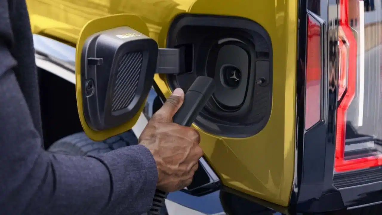 Native NACS charging inlet on a 2027 GMC Hummer EV