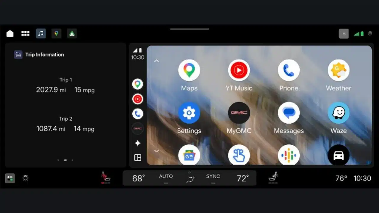 Android Auto alongside vehicle information in the 2027 Chevrolet Silverado and GMC Sierra