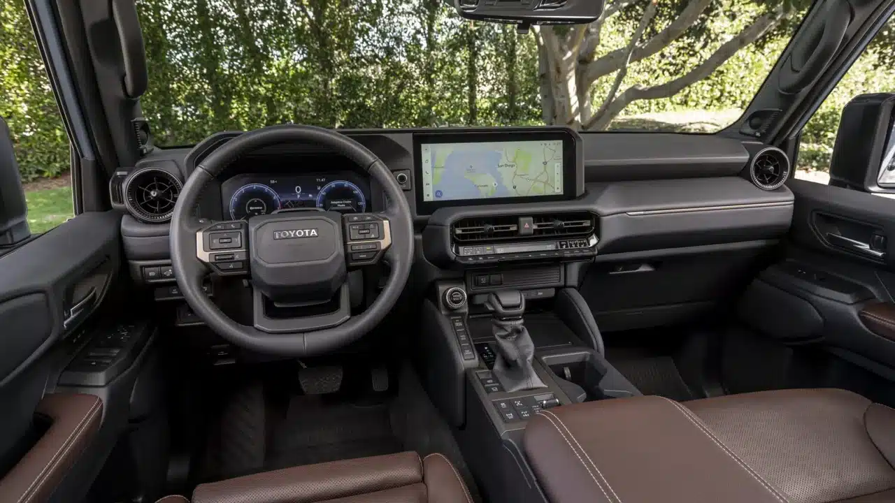 Dashboard and front seats of the 2027 Toyota Land Cruiser