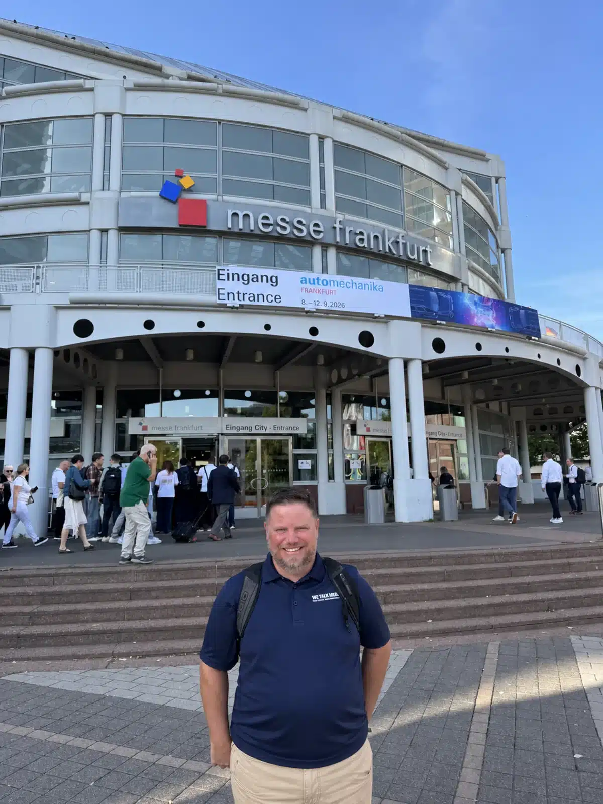 Tim Esterdahl at the entrance to Automechanika Frankfurt.