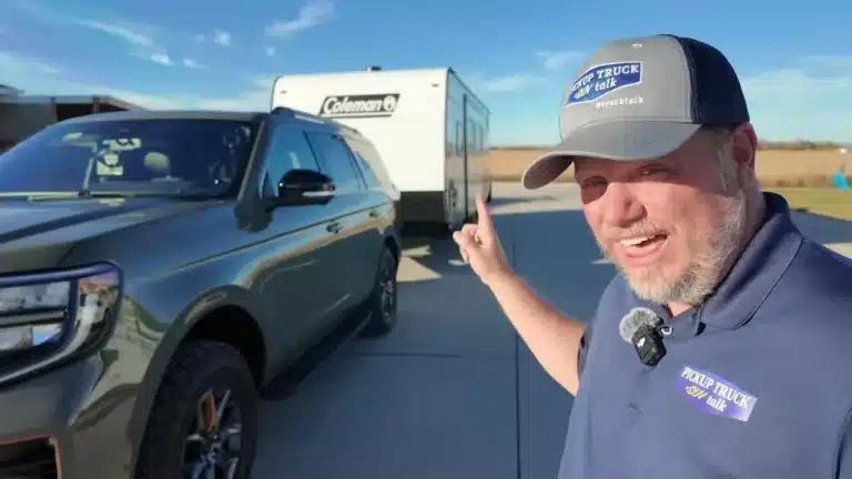 Tim Esterdahl with the Ford Expedition Tremor and camper used in his towing test