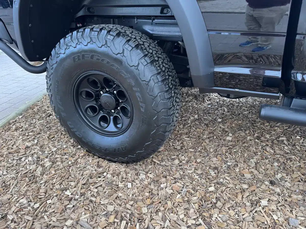 BFGoodrich tires and black wheels on the Ram display truck.