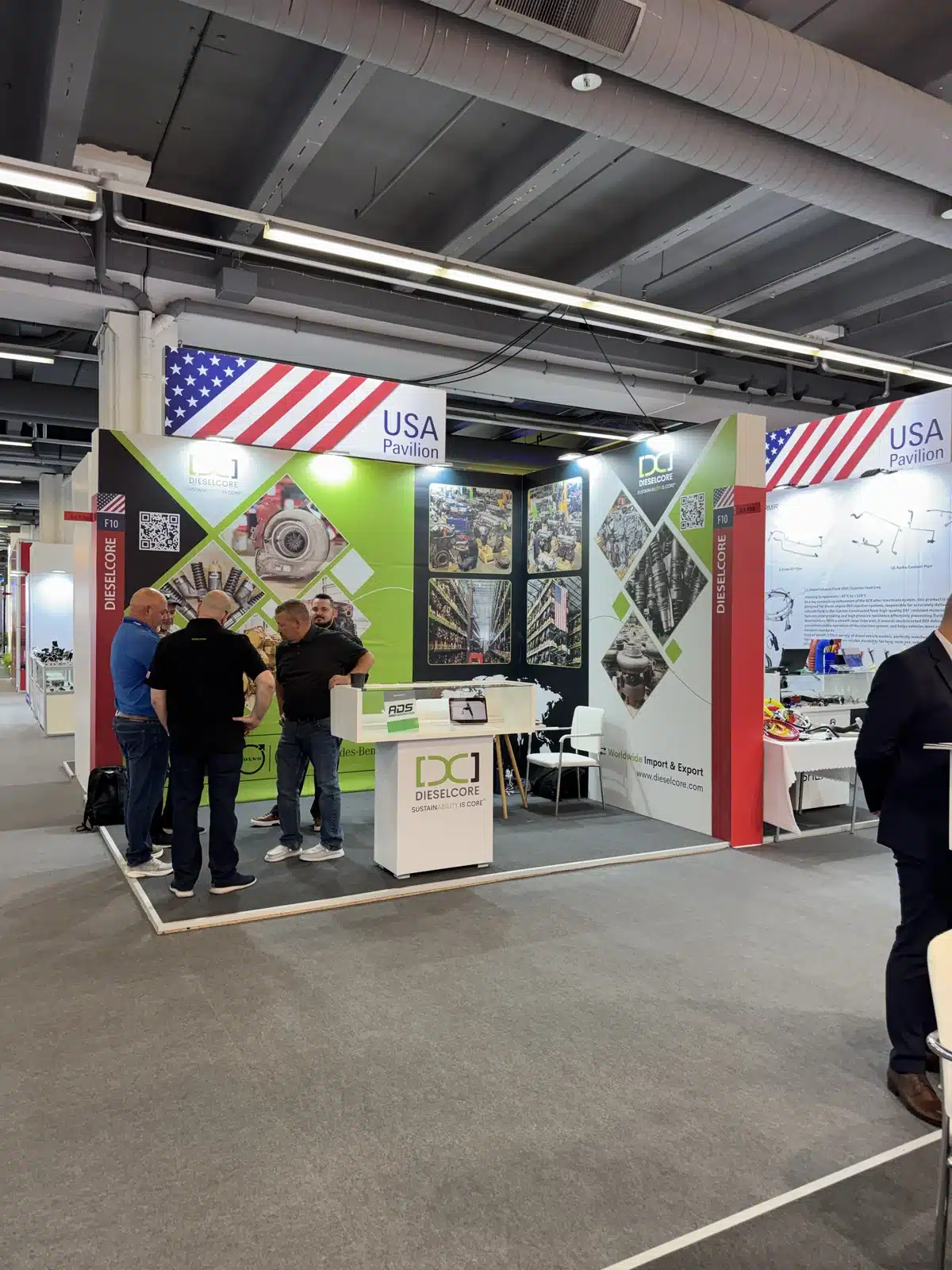 The USA Pavilion includes a Dieselcore display.