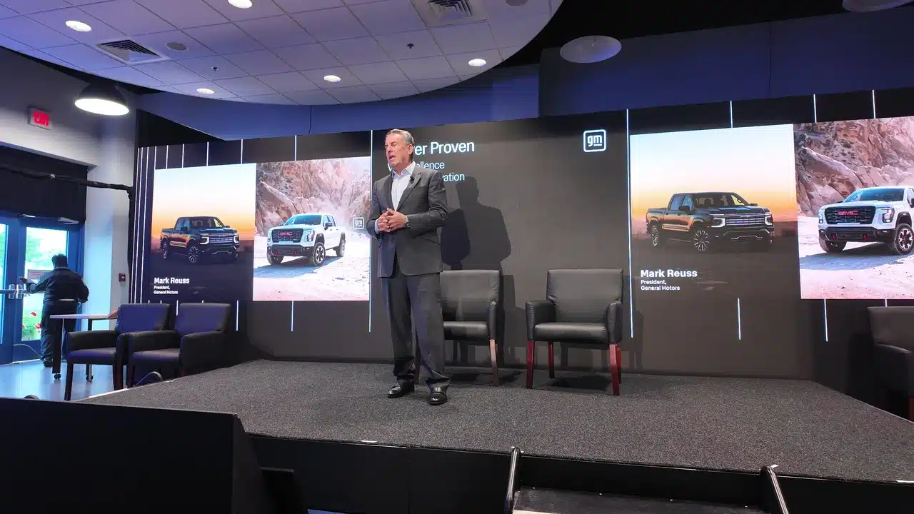 Mark Reuss president of General Motors speaking at the Flint engine event