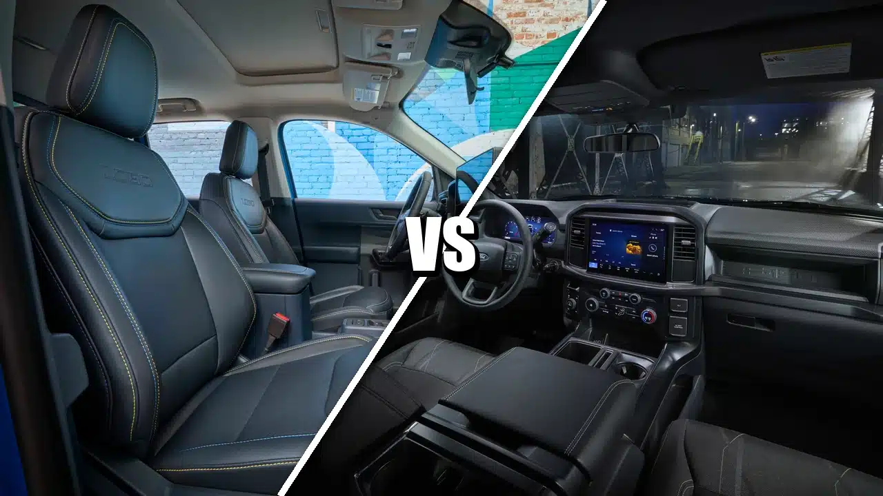 Maverick Lobo left and F-150 Lobo right, cabin comparison