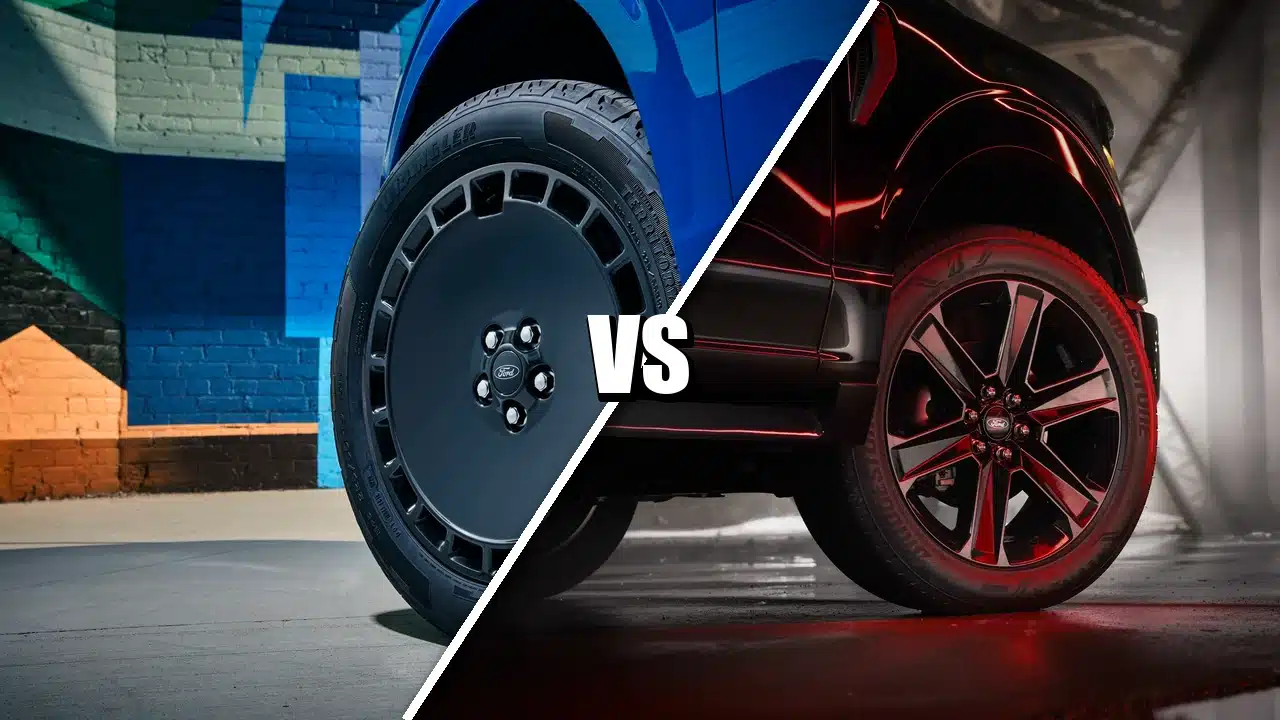 Maverick Lobo left and F-150 Lobo right, stance comparison