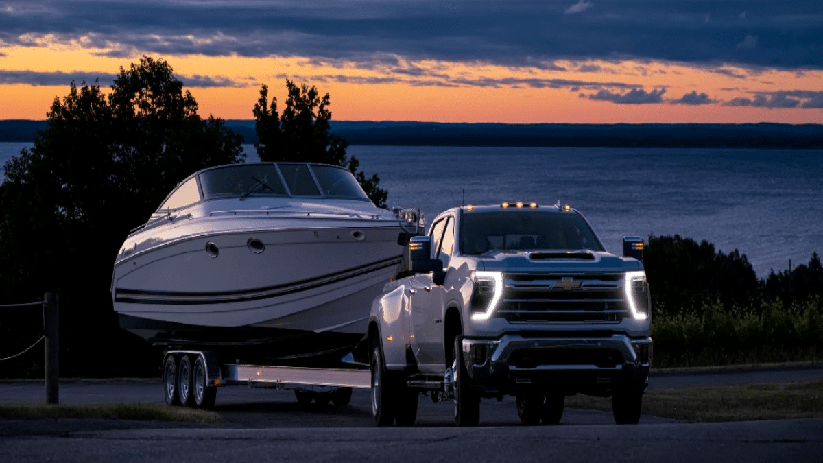 Chevrolet Silverado 3500HD towing a boat