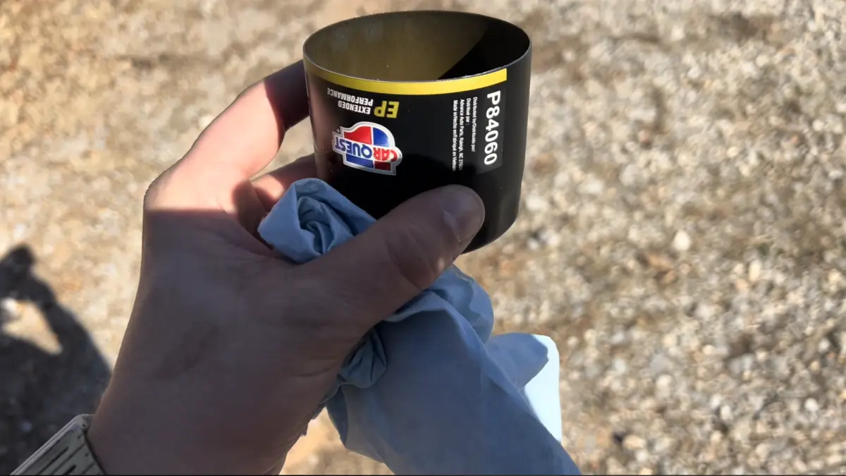 Cut-open oil filter inspected after a Ram 1500 Hemi lifter failure