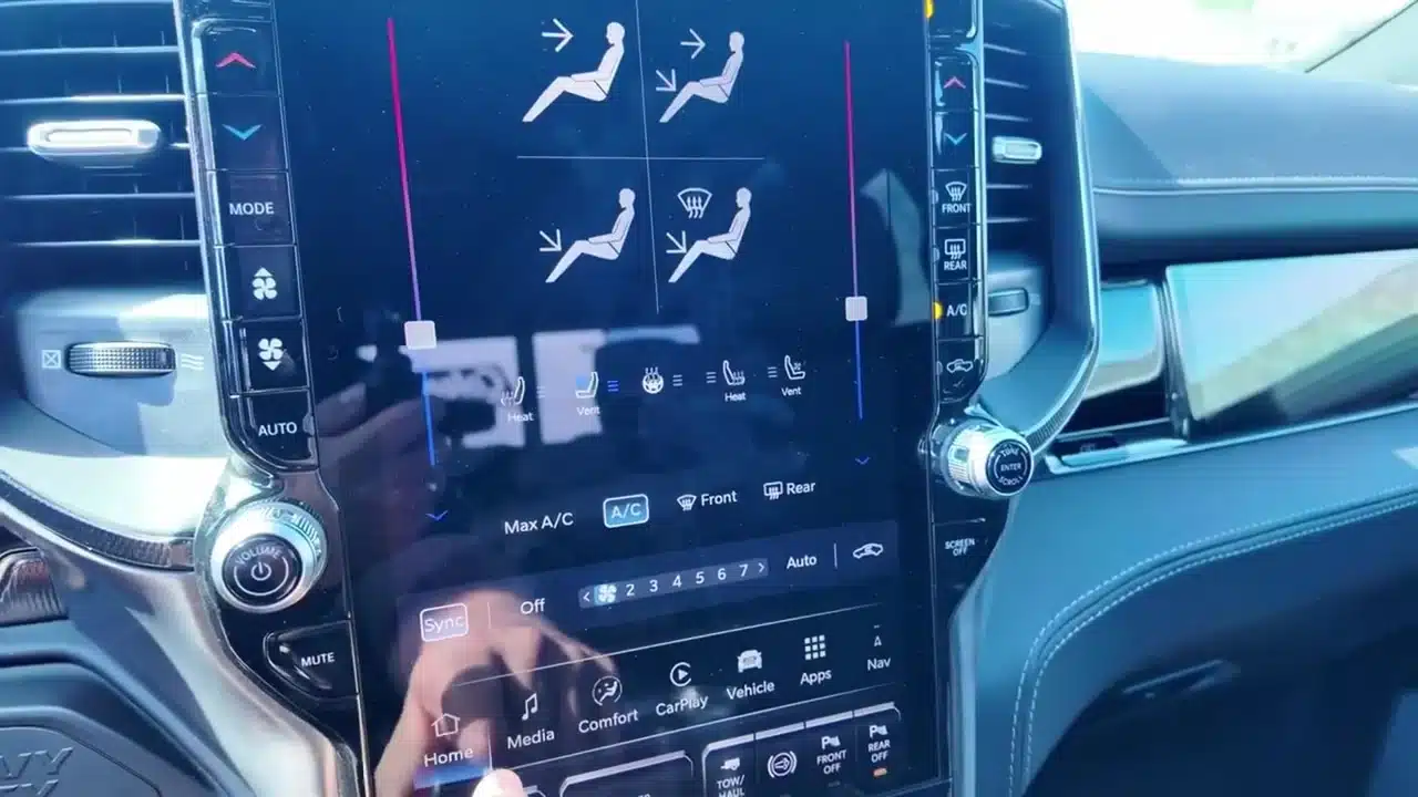 Ram Uconnect touchscreen and dashboard