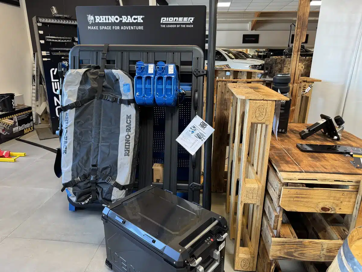 Off-road accessories and storage equipment displayed at RTR.