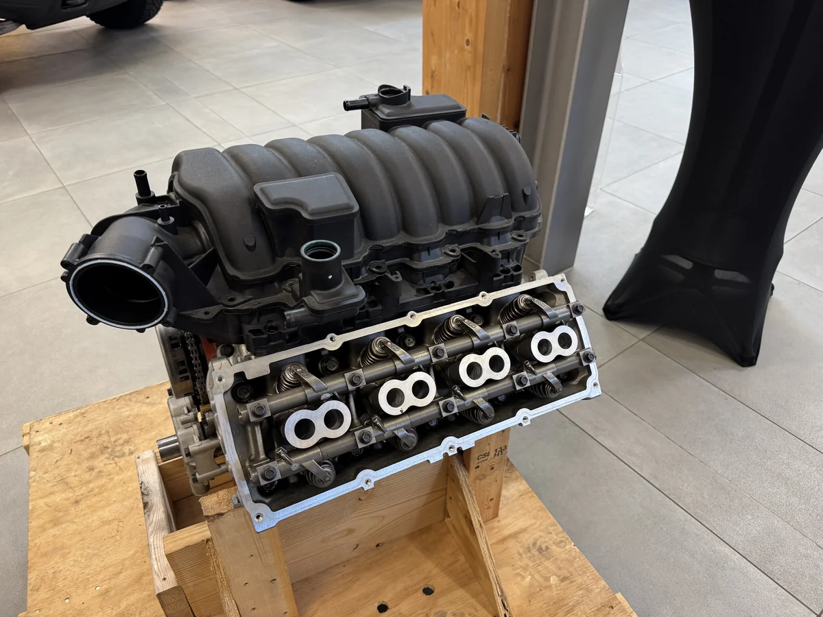 Engine on display inside RTR Ram Truck Ranch.
