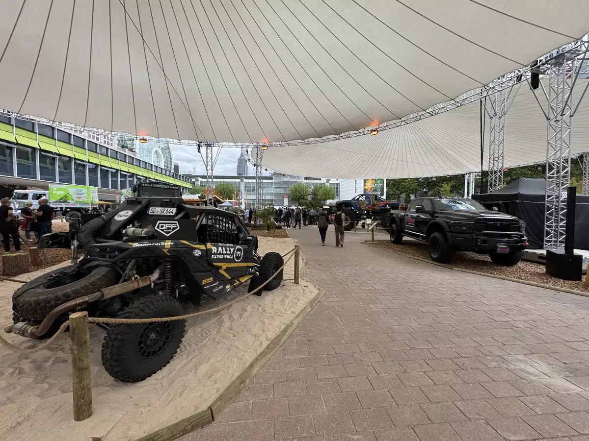 Off-road vehicles fill the Experience Park at Automechanika Frankfurt.