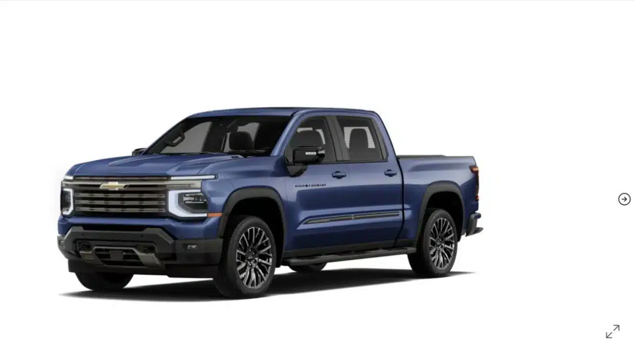 Pacific Blue Metallic adds $495 to the recreated High Country 4WD build, bringing its total to $80,890 including destination.