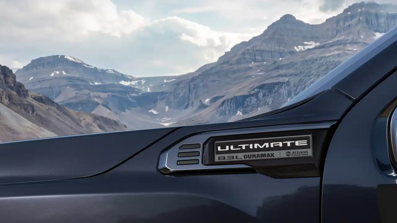 2027 GMC Sierra HD Denali Ultimate 8.3L Duramax badge