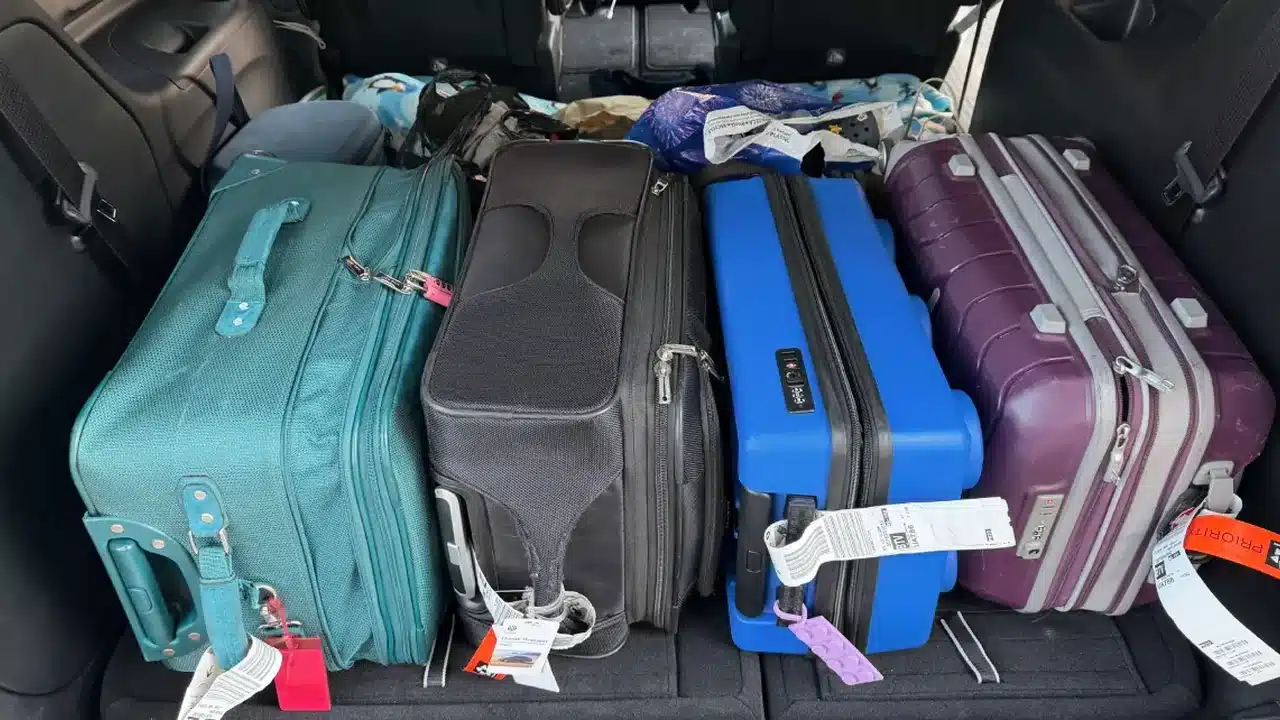 Luggage in the back of a 2027 Chrysler Pacifica.