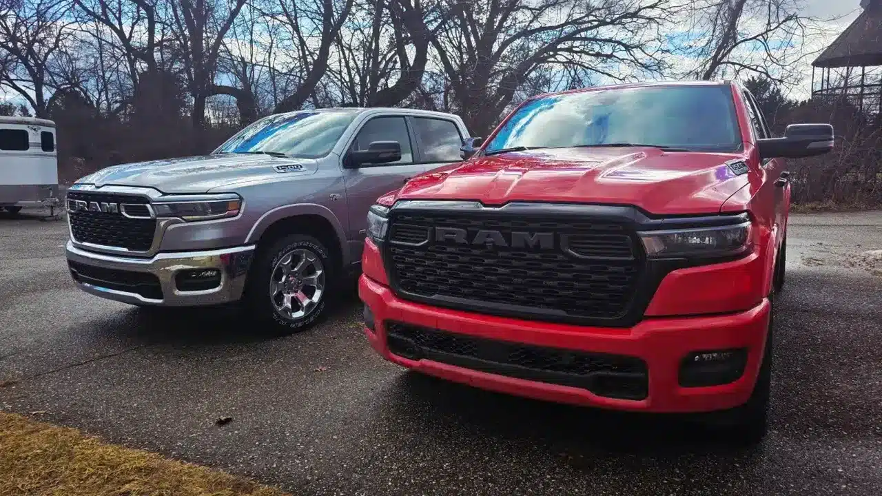 Hemi and Hurricane Ram 1500 Big Horn pickups side by side