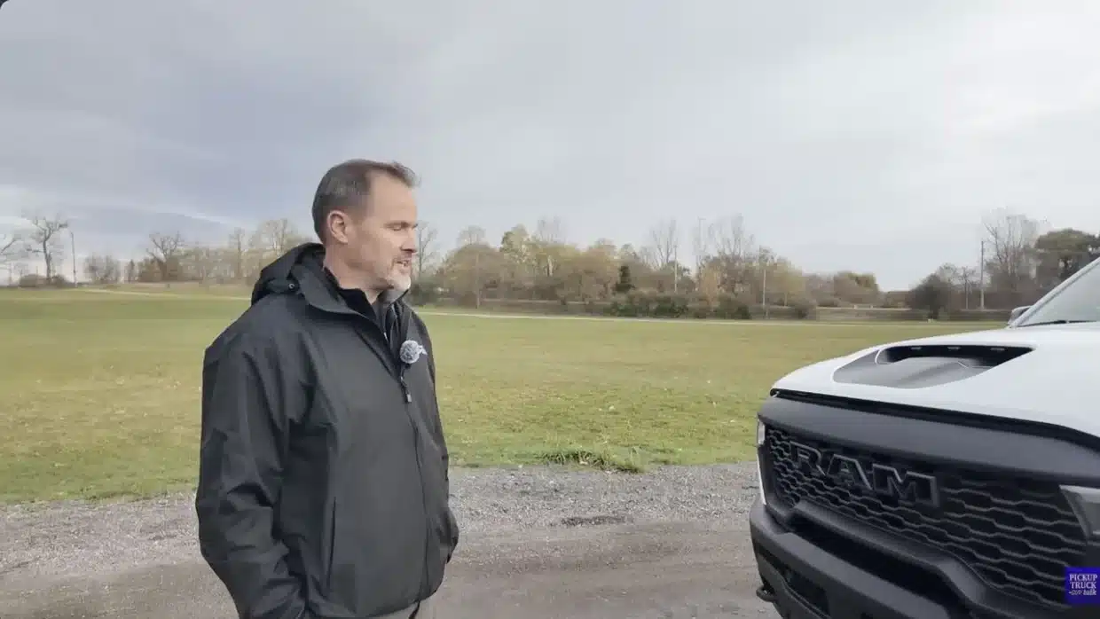 Ram engineer Doug Killian explains the 2025 RHO’s airflow system during a walkaround with Tim Esterdahl.