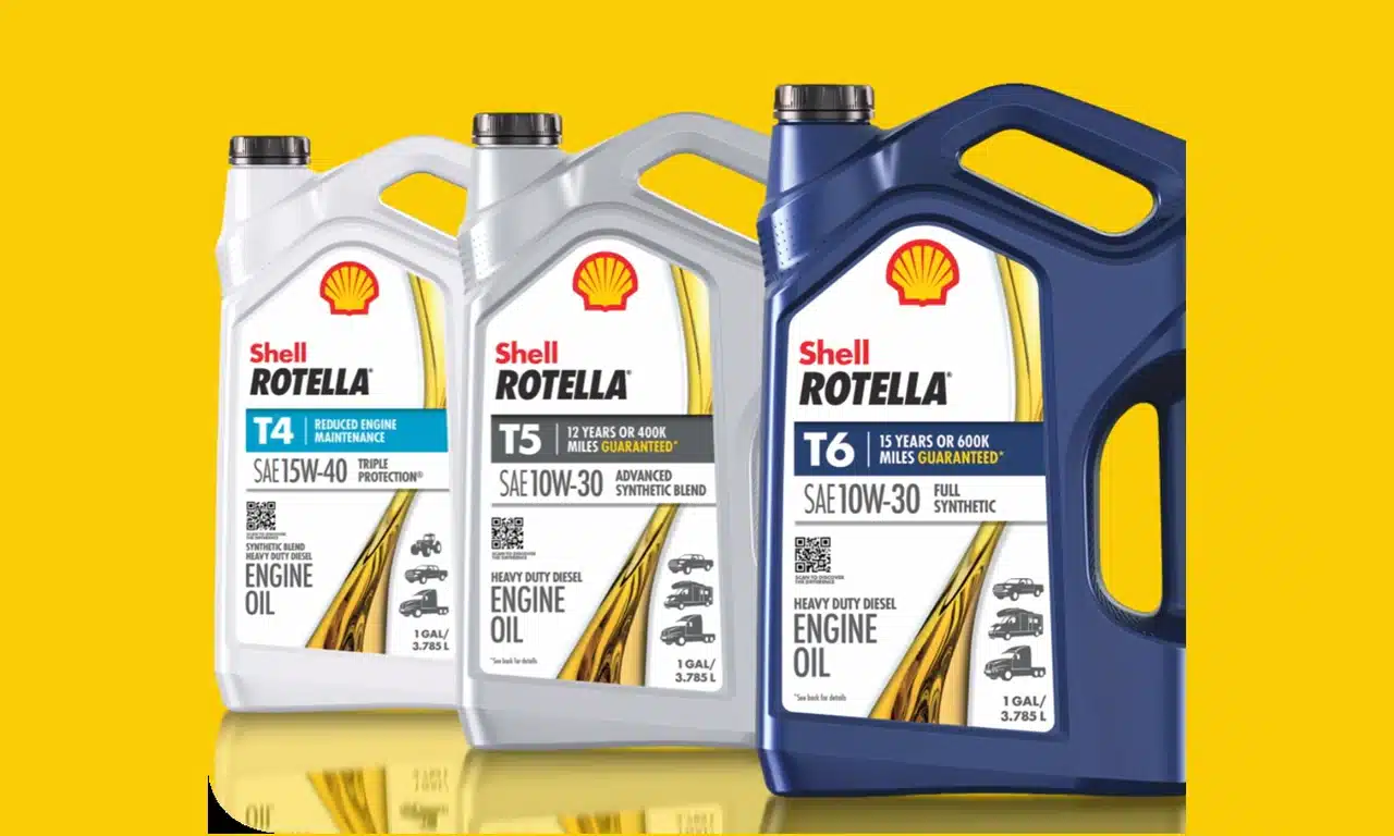 Official Shell Rotella T4, T5 and T6 new packaging shown together.