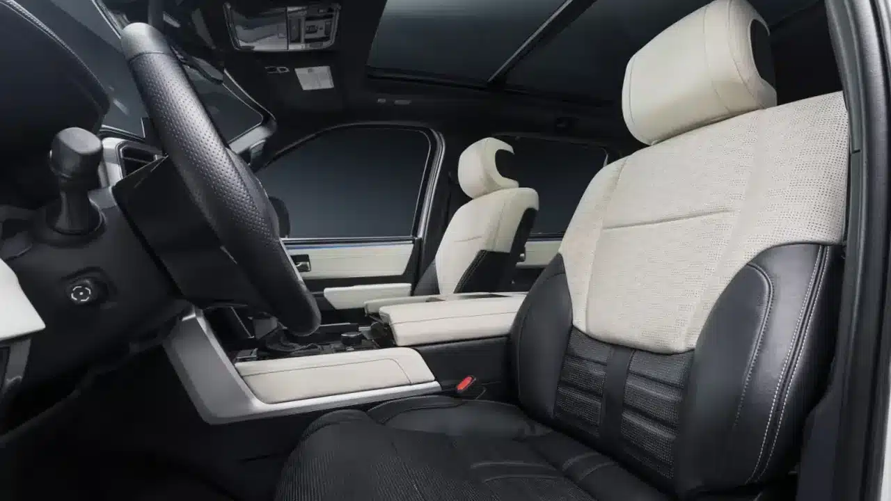 2022 Toyota Tundra interior with front seats and center console